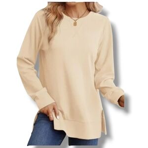 MOSHU - XL Women's Cream Long Sleeve Top